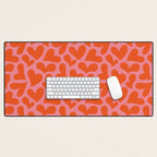 Red love heart shape pattern Desk Mat Gallery Image 1