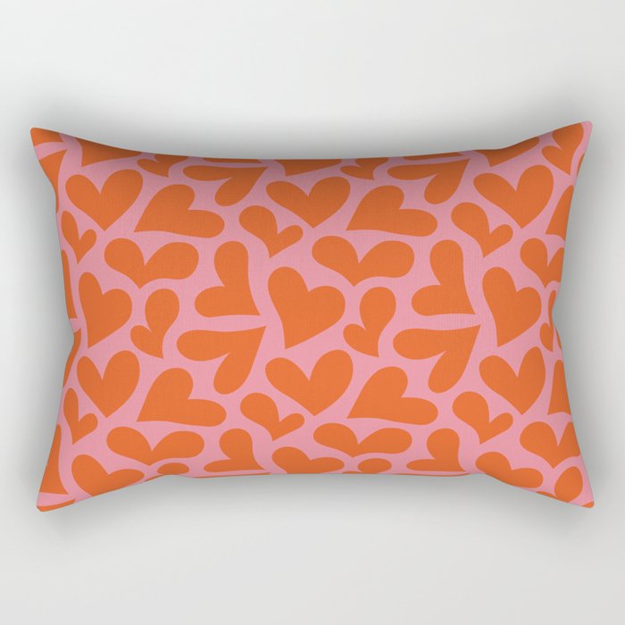 Red love heart shape pattern Rectangular Pillow Gallery Image 1