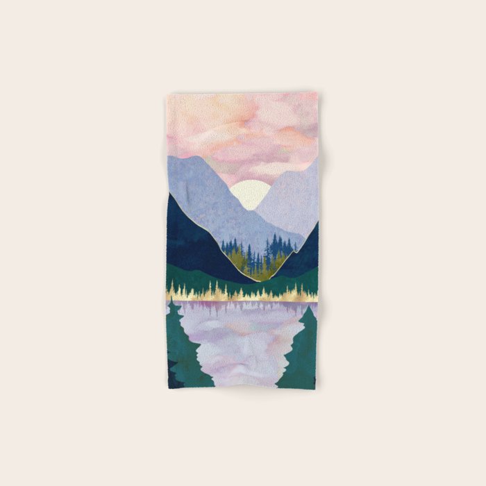 Winter Mountain Lake Bath Towel Gallery Image 1