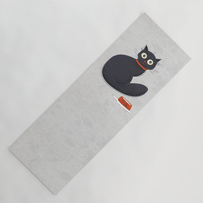 Black Silly Cat  Yoga Mat Gallery Image 1