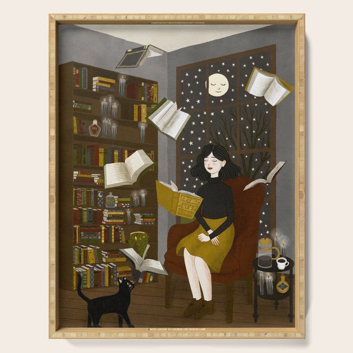 floating books Serving Tray Gallery Image 1
