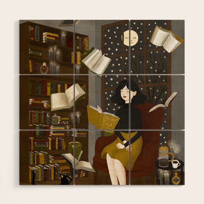 floating books Wood Wall Art Gallery Image 1