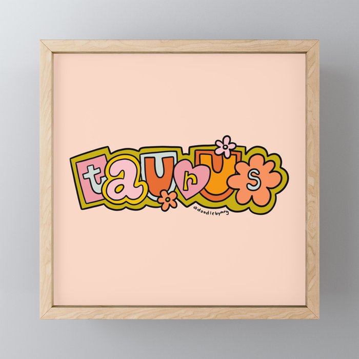 Taurus Doodle Letters Mini Art Print Gallery Image 1