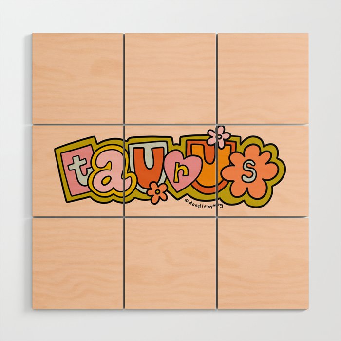 Taurus Doodle Letters Wood Wall Art Gallery Image 1