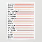 Cheers In Different Languages (Pink Beige) Poster Gallery Image 4