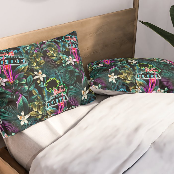Neon Leaf Pattern Pillow Sham Gallery Image 2