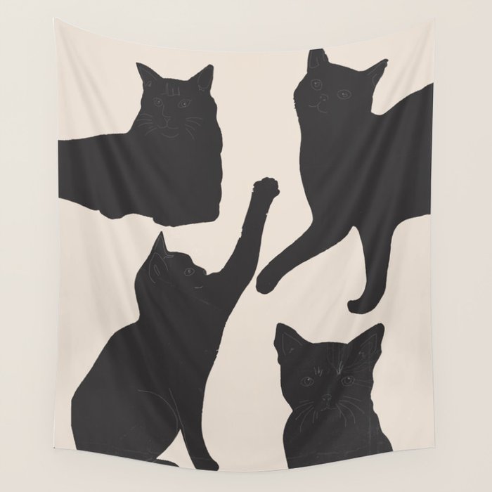 The Abstract Black Cats Wall Tapestry Gallery Image 4
