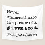 Never underestimate the power of a girl with a book. Wall Tapestry Gallery Image 4