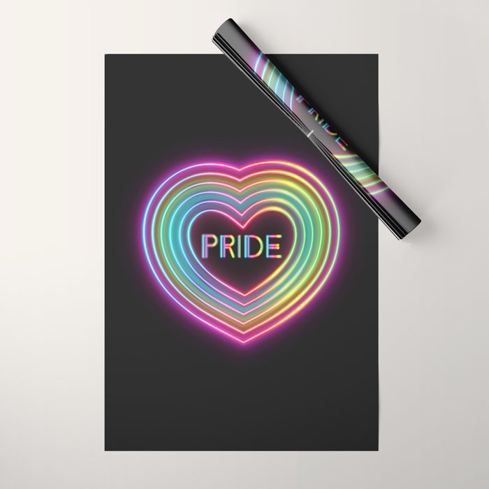 Neon Pride Heart Wrapping Paper Gallery Image 1