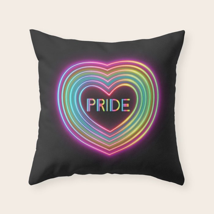 Neon Pride Heart Throw Pillow Gallery Image 6