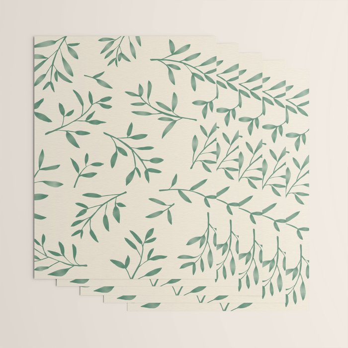 Leaf Pattern Watercolor - Green Wrapping Paper Gallery Image 3