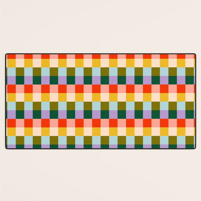 Checkered Rainbow Retro Vibe  Desk Mat Gallery Image 3