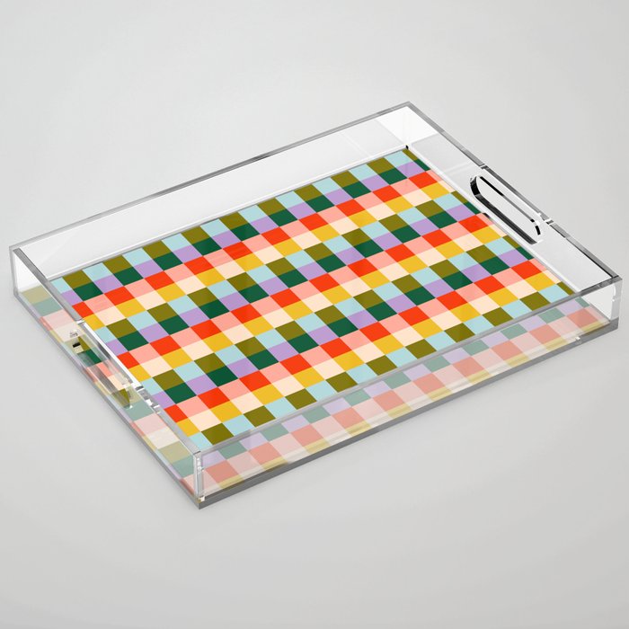 Checkered Rainbow Retro Vibe  Acrylic Tray Gallery Image 1