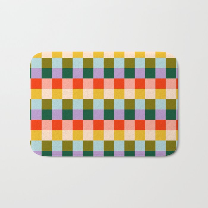 Checkered Rainbow Retro Vibe  Bath Mat Gallery Image 1