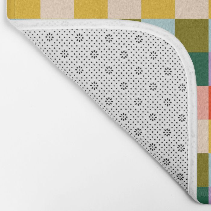 Checkered Rainbow Retro Vibe  Bath Mat Gallery Image 2