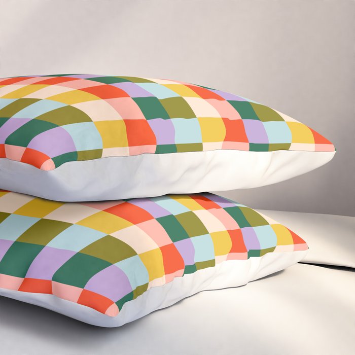 Checkered Rainbow Retro Vibe  Pillow Sham Gallery Image 3