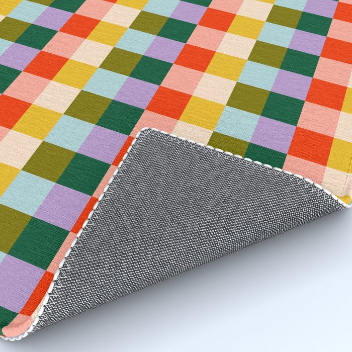 Checkered Rainbow Retro Vibe  Rug Gallery Image 4