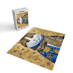 Klimt Tabby Cat with Warm Scarf Jigsaw Puzzle Gallery Image 2