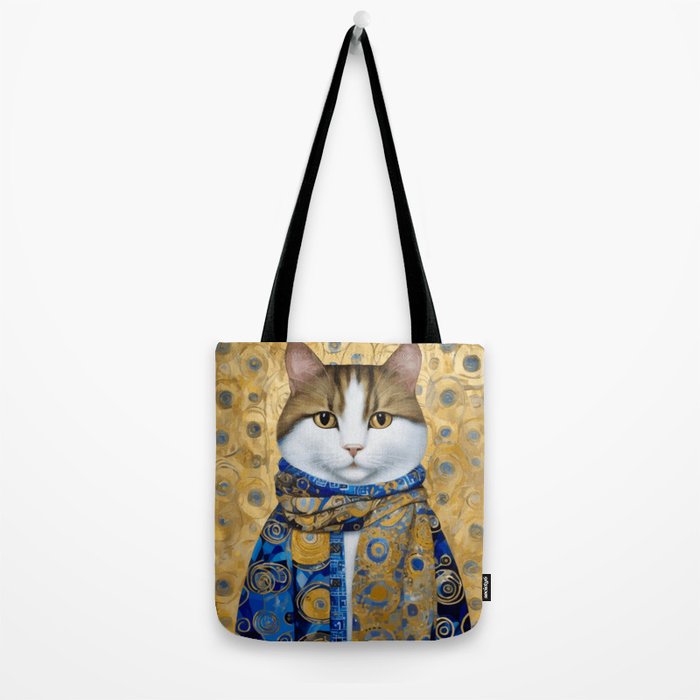 Klimt Tabby Cat with Warm Scarf Tote Bag Gallery Image 2