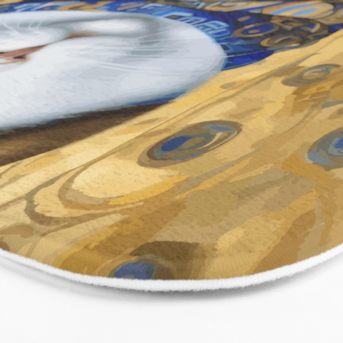 Klimt Tabby Cat with Warm Scarf Bath Mat Gallery Image 3