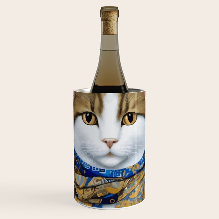 Klimt Tabby Cat with Warm Scarf Wine Chiller Gallery Image 1