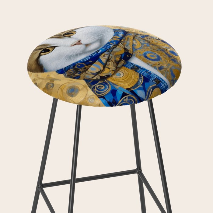 Klimt Tabby Cat with Warm Scarf Stool Gallery Image 2