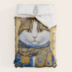 Klimt Tabby Cat with Warm Scarf Duvet Cover Gallery Image 6