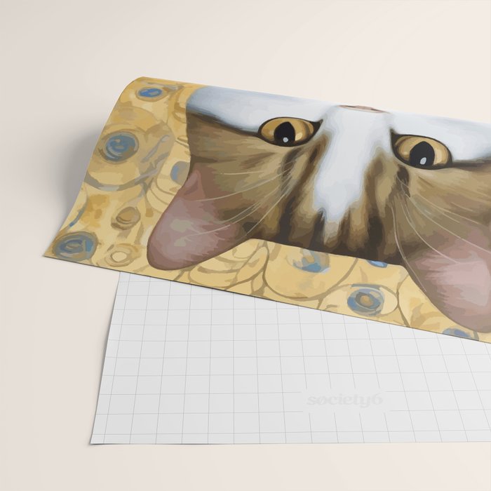 Klimt Tabby Cat with Warm Scarf Wrapping Paper Gallery Image 2