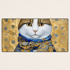 Klimt Tabby Cat with Warm Scarf Desk Mat Gallery Image 3