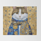 Klimt Tabby Cat with Warm Scarf Throw Blanket Gallery Image 2
