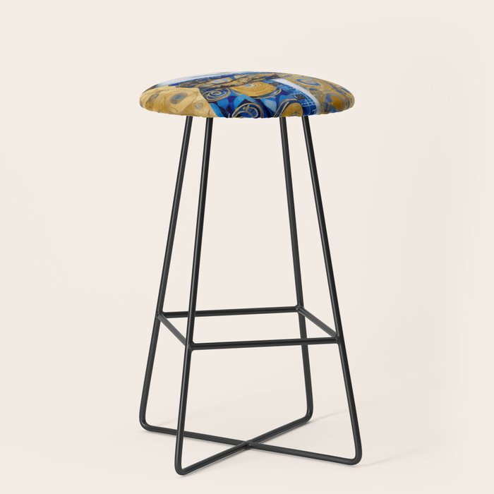 Klimt Tabby Cat with Warm Scarf Stool Gallery Image 1
