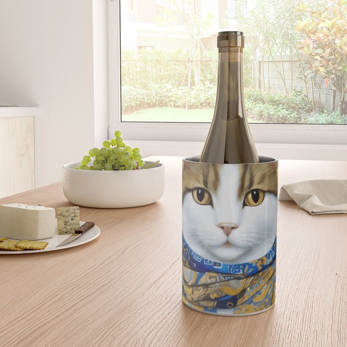 Klimt Tabby Cat with Warm Scarf Wine Chiller Gallery Image 4