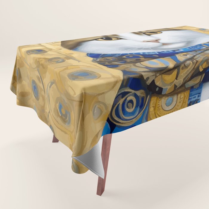 Klimt Tabby Cat with Warm Scarf Tablecloth Gallery Image 1