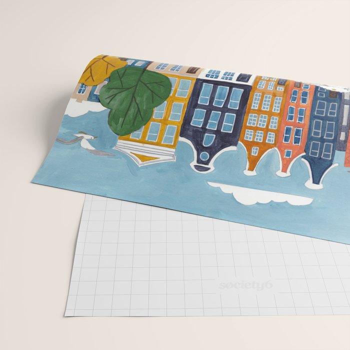 Woman on houseboat in Amsterdam Wrapping Paper Gallery Image 2