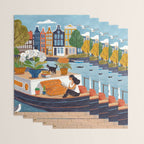 Woman on houseboat in Amsterdam Wrapping Paper Gallery Image 3