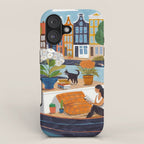 Woman on houseboat in Amsterdam iPhone Case Gallery Image 1