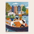 Woman on houseboat in Amsterdam Poster Gallery Image 4