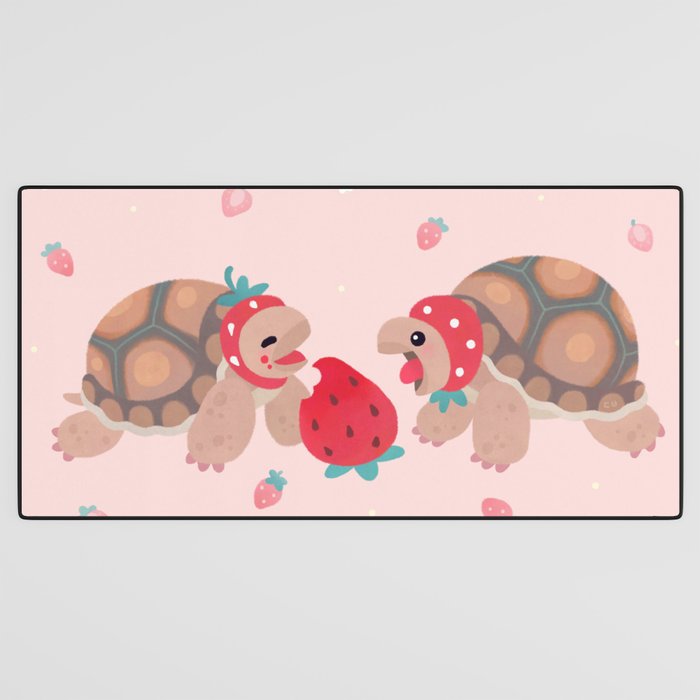 Tortoises love strawberries Desk Mat Gallery Image 3