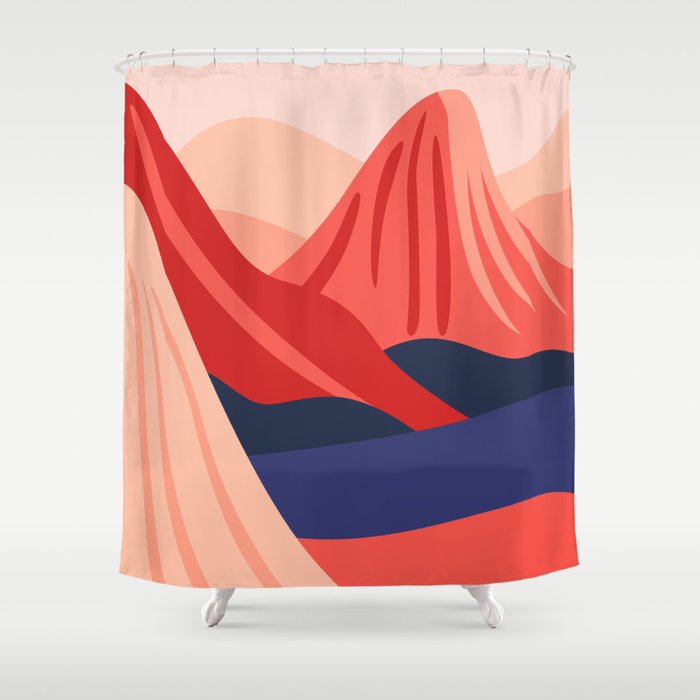 Abstract mountain nature landscape art Shower Curtain Gallery Image 1