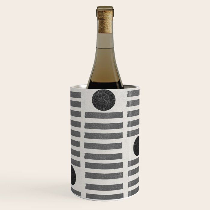 Black and Beige Modern Craft Design Retro Stripes and Circles Wine Chiller Gallery Image 1