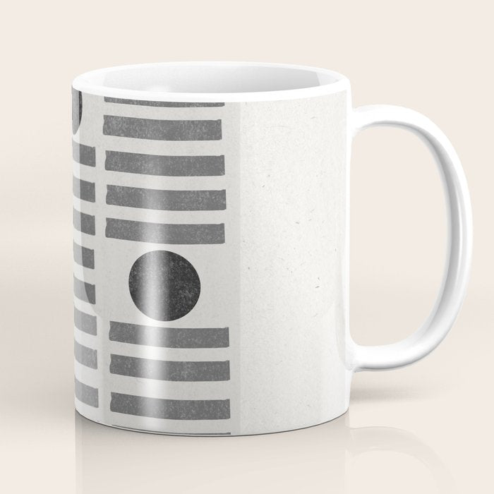 Black and Beige Modern Craft Design Retro Stripes and Circles Coffee Mug Gallery Image 1