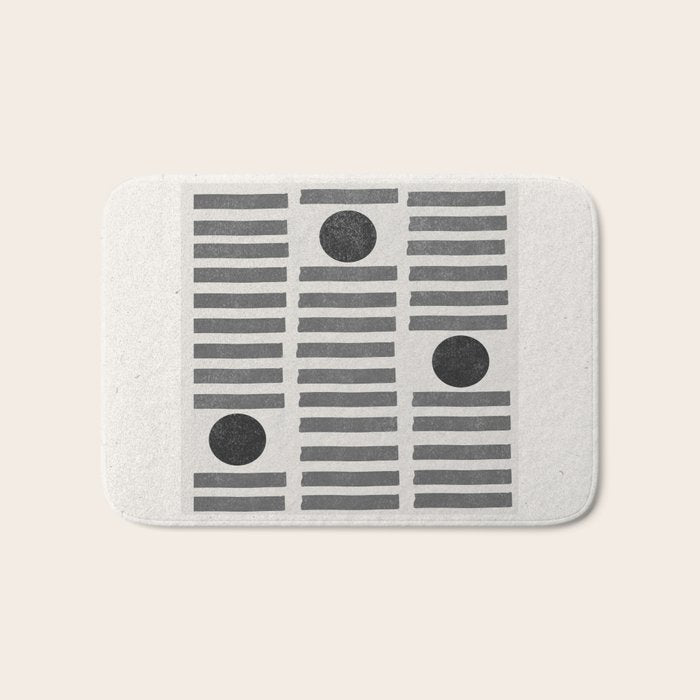 Black and Beige Modern Craft Design Retro Stripes and Circles Bath Mat Gallery Image 1