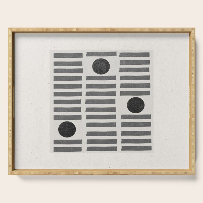 Black and Beige Modern Craft Design Retro Stripes and Circles Serving Tray Gallery Image 1