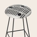 Black and Beige Modern Craft Design Retro Stripes and Circles Stool Gallery Image 2