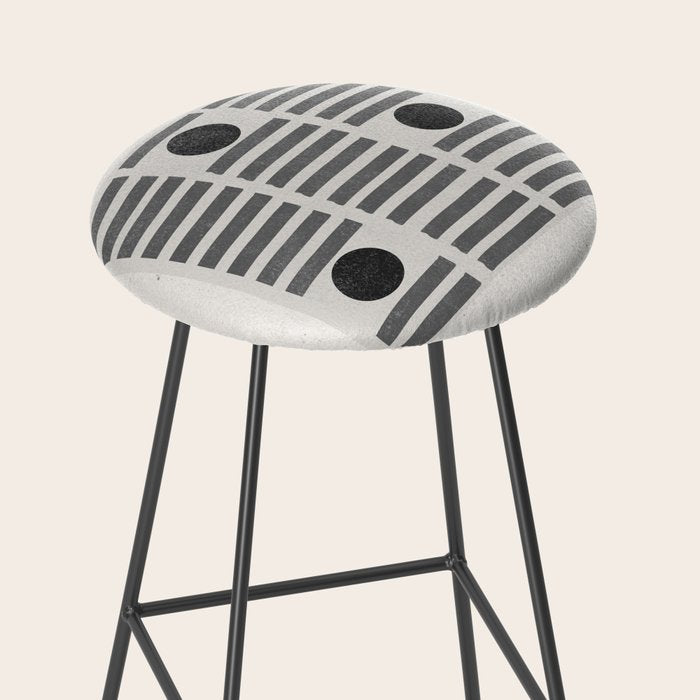 Black and Beige Modern Craft Design Retro Stripes and Circles Stool Gallery Image 2