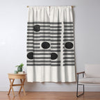 Black and Beige Modern Craft Design Retro Stripes and Circles Window Curtain Gallery Image 5