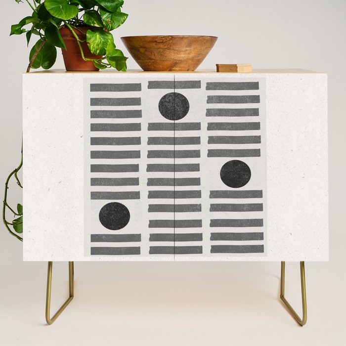 Black and Beige Modern Craft Design Retro Stripes and Circles Credenza Gallery Image 1