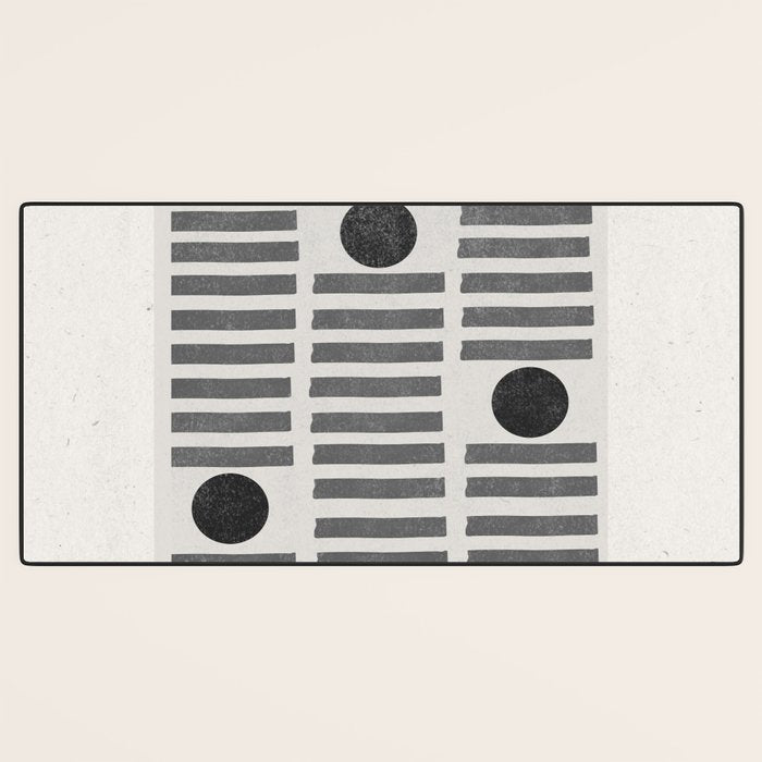 Black and Beige Modern Craft Design Retro Stripes and Circles Desk Mat Gallery Image 3