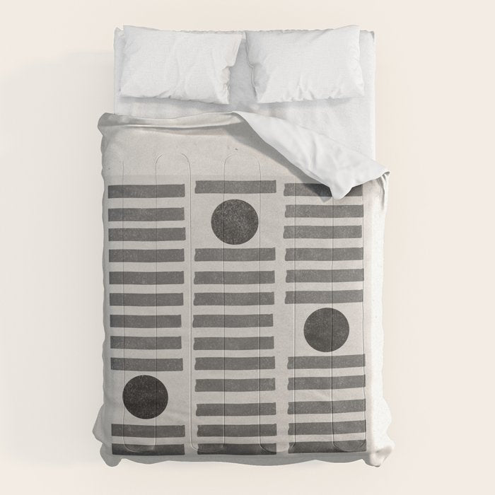 Black and Beige Modern Craft Design Retro Stripes and Circles Comforter Gallery Image 1