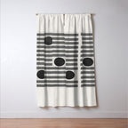 Black and Beige Modern Craft Design Retro Stripes and Circles Window Curtain Gallery Image 3